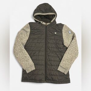 Hurley Brand Men’s Grassik Puff Hooded Jacket NWOT In Dark SmokeSz M